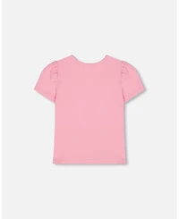 Deux par Deux Toddler Girls Organic Cotton Tee With Puff Sleeve Candy Pink - Toddler|Child