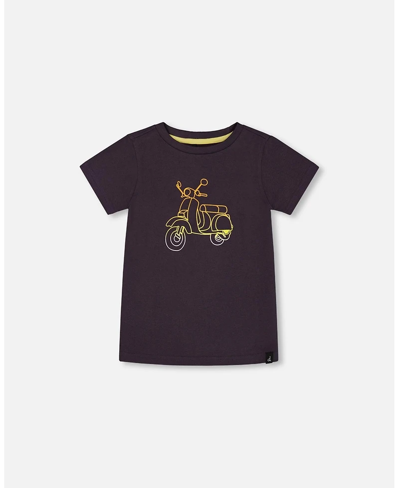 Deux par Deux Toddler Boys Organic Cotton Tee Dark Gray And Multicolored Vespa - Toddler|Child
