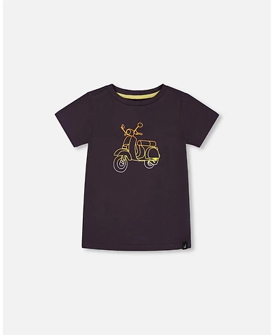 Deux par Deux Toddler Boys Organic Cotton Tee Dark Gray And Multicolored Vespa - Toddler|Child