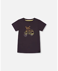Deux par Deux Toddler Boys Organic Cotton Tee Dark Gray And Multicolored Vespa - Toddler|Child