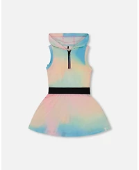 Deux par Toddler Girls Hooded Dress With Elastic Waist Multicolored Tie Dye - Toddler|Child