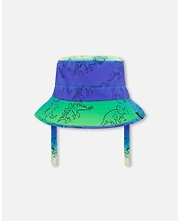 Deux par Deux Baby Boys Printed Beach Hat Vibrant Blue And Green Dino