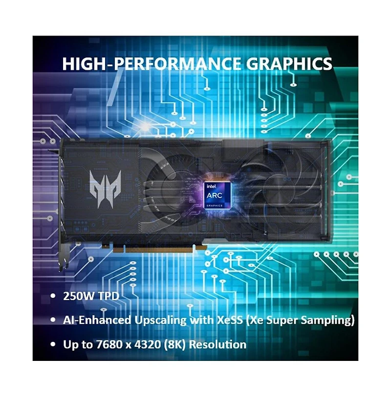 acer | Predator BiFrost Intel Arc A750 Overclocking Graphics Card | 8GB GDDR6 256-bit 16 Gbps | Dual Fan Hybrid Cooling and Vapor Chamber | Tpd 250W |
