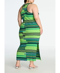 Eloquii Women's Mixed Stripe Ribbed Dress