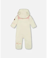 Deux par Deux Baby Girls One-Piece Sherpa Mid-Season Outerwear Off-White And Pale Pink