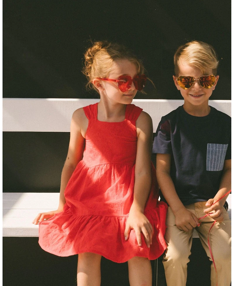 Deux par Deux Big Girls Multi-Tiered Eyelet Dress Red