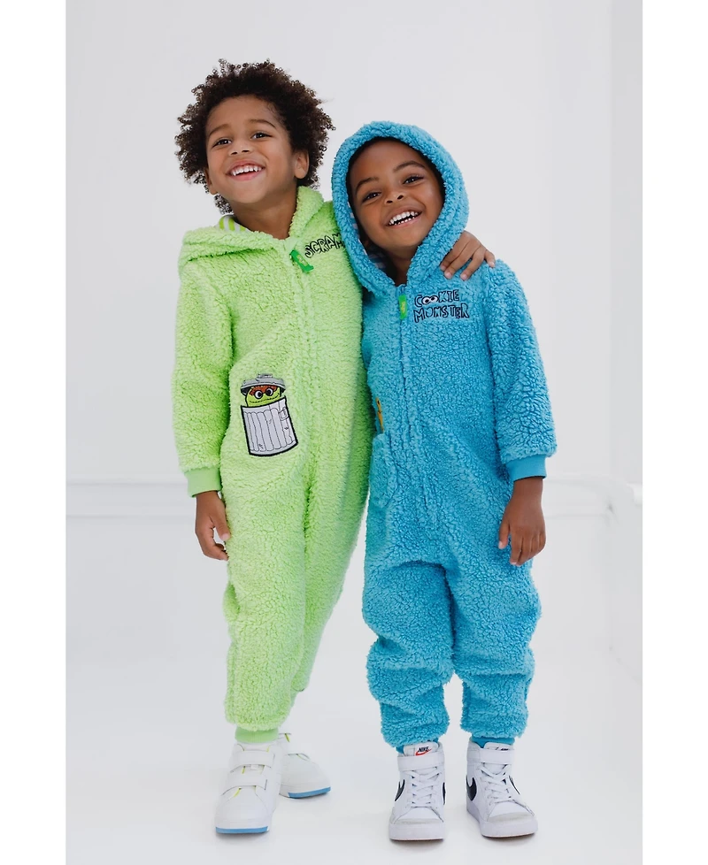 Sesame Street Toddler Boys Cozy Sherpa Zip Up Cosplay Costume Coverall Newborn to (Newborn - 4T