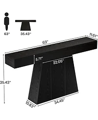 Tribesigns 63" Black Console Table, Farmhouse Entryway Table with Trapezoidal Base, Narrow Long Wood Sofa Table Behind Couch Table for Entrance, Hallw