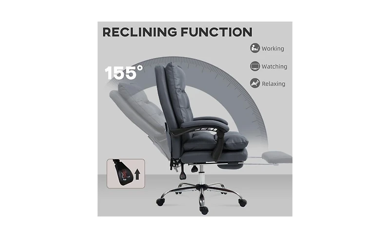 Massage Office Chair with Lumbar Support and Reclining Function