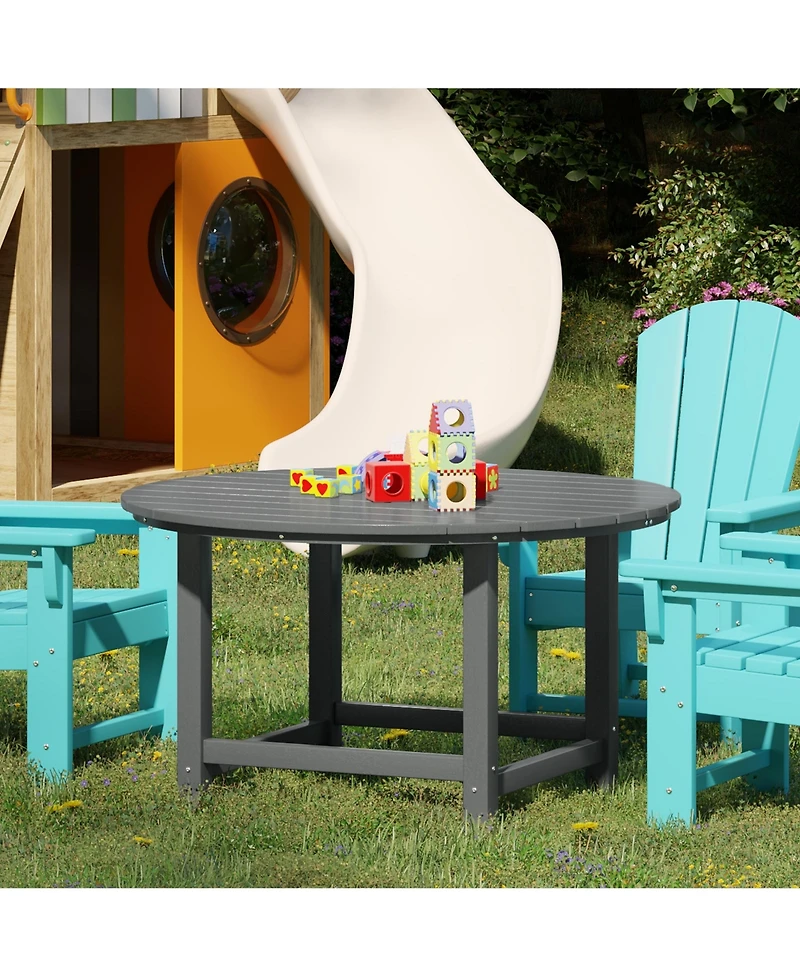 Kids Outdoor Patio Furniture Hdpe 38" Wide Round Dining Table