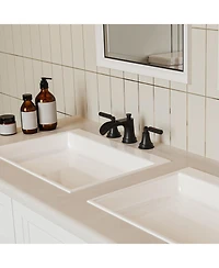 8 in. Widespread Double-Handle 3-Hole Waterfall Bathroom Faucet Water-Saving with Metal Drain in Brushed Gold