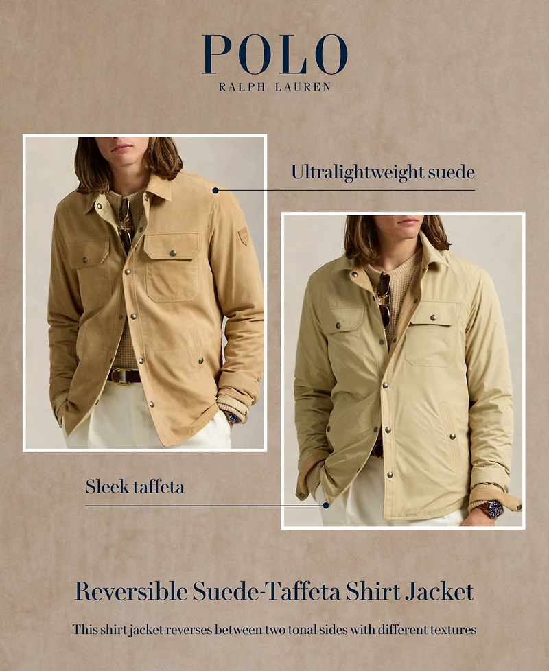 Polo Ralph Lauren Men's Reversible Suede-Taffeta Shirt Jacket