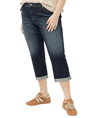 Silver Jeans Co. Plus Elyse Rolled-Cuff Cropped Denim