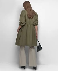 Dkny Womens Perforated Long Sleeve Anarak Jacket Front Seam Pull On Trousers Textured Knit Short Sleeve Crewneck Top