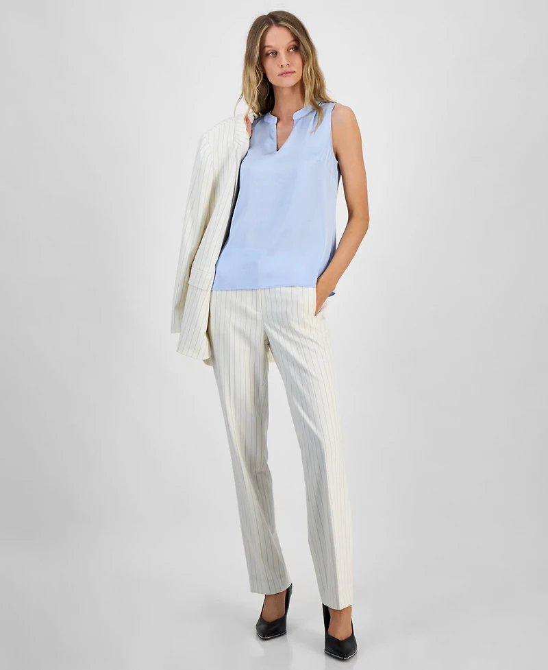 Bar Iii Women's Split-Neck Sleeveless Blouse, Exclusively at Macy's