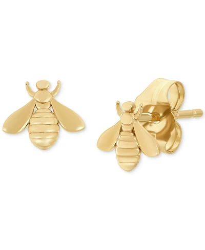 Polished Bumblebee Tiny Stud Earrings in 14k Gold