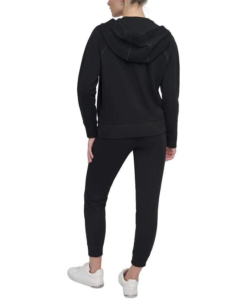 Dkny Sport Women's Two-Tone Zip-Front Long-Sleeve Hoodie