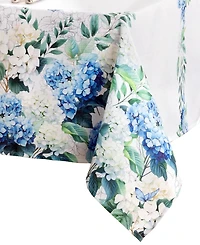 Elrene Hydrangea Bloom Floral Double Border Rectangle Tablecloth, 60" X 84"