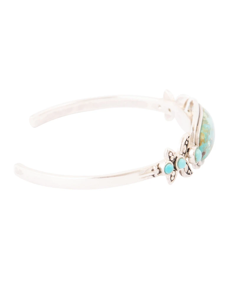 Barse Emile Blue Turquoise Sterling Silver Oval Cuff Bracelet