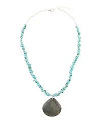 Barse Pueblo Blue Turquoise Magnesite and Jasper Sterling Silver Teardrop Pendant Necklace