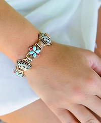 Barse Legacy Blue Turquoise and Dalmatian Jasper Golden Link Bracelet