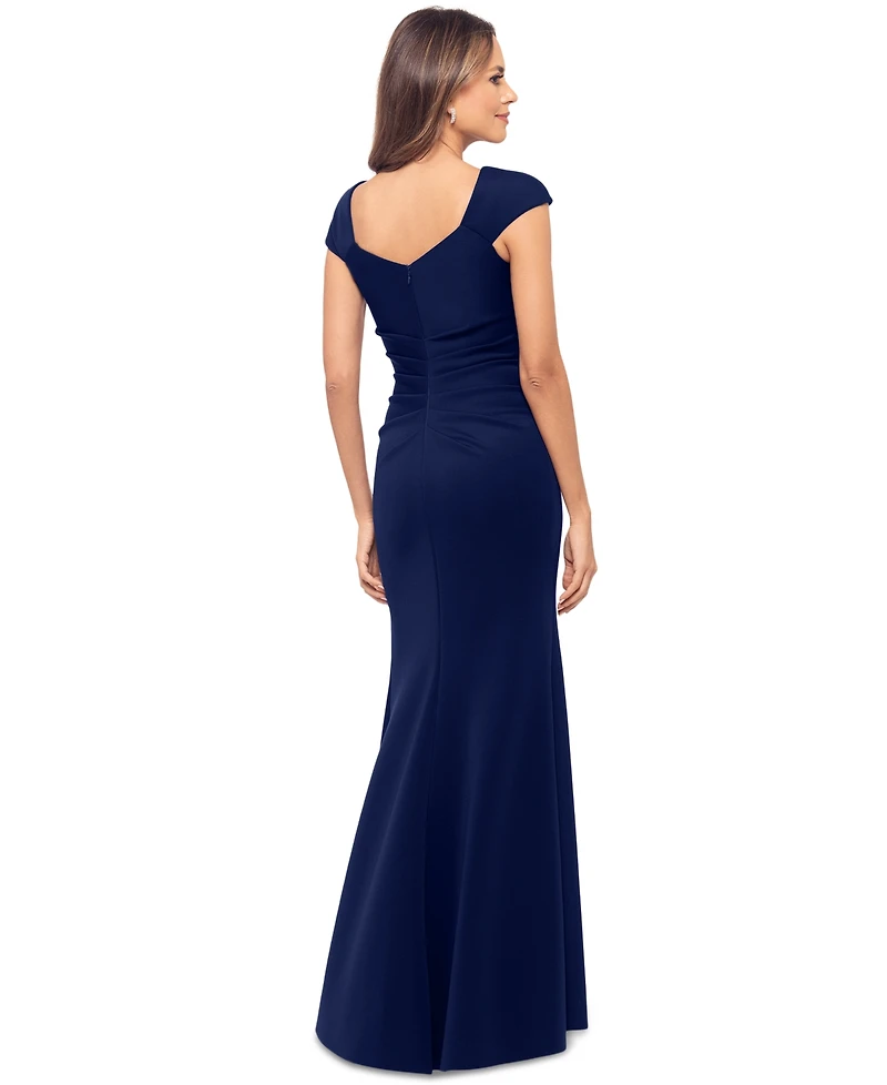Xscape Women's Asymmetric-Neck Side-Slit Gown