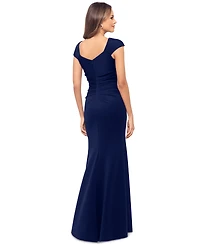 Xscape Women's Asymmetric-Neck Side-Slit Gown
