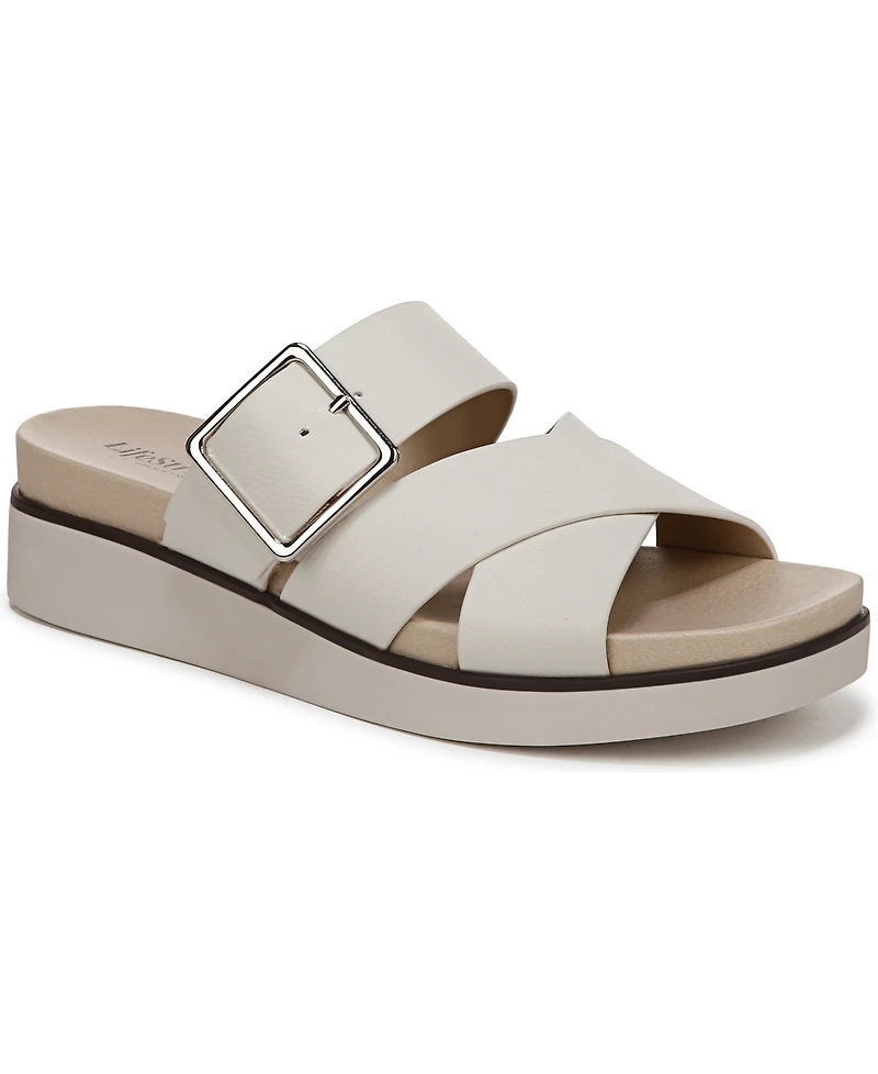 LifeStride Women's Getaway Open Square Toe Platform Slide Sandals