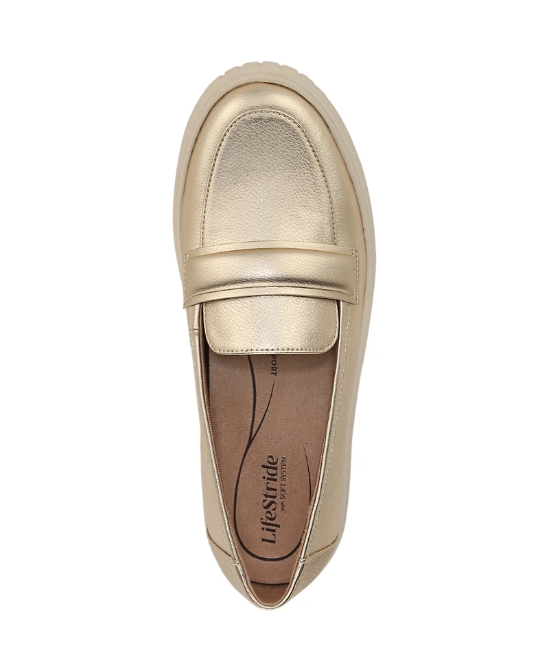 LifeStride Women's Geneva Closed Round Toe Platform Penny Loafers