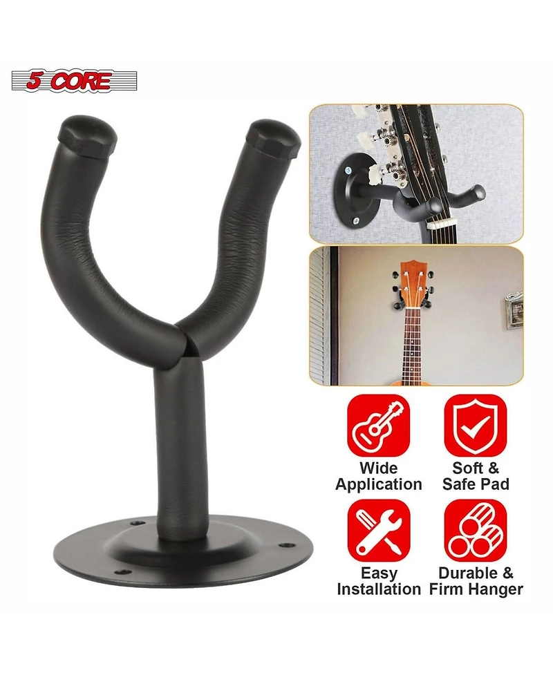 5 Core Guitar Wall Mount, Black Guitar Wall Hanger| 3 Pieces Guitar Hanger| V-Shaped Secure and Sturdy Guitar Holder Wall Mount| Guitar Accessories fo