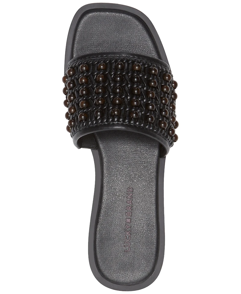 Lucky Brand Women's Gidya Beaded Slide Flat Sandals