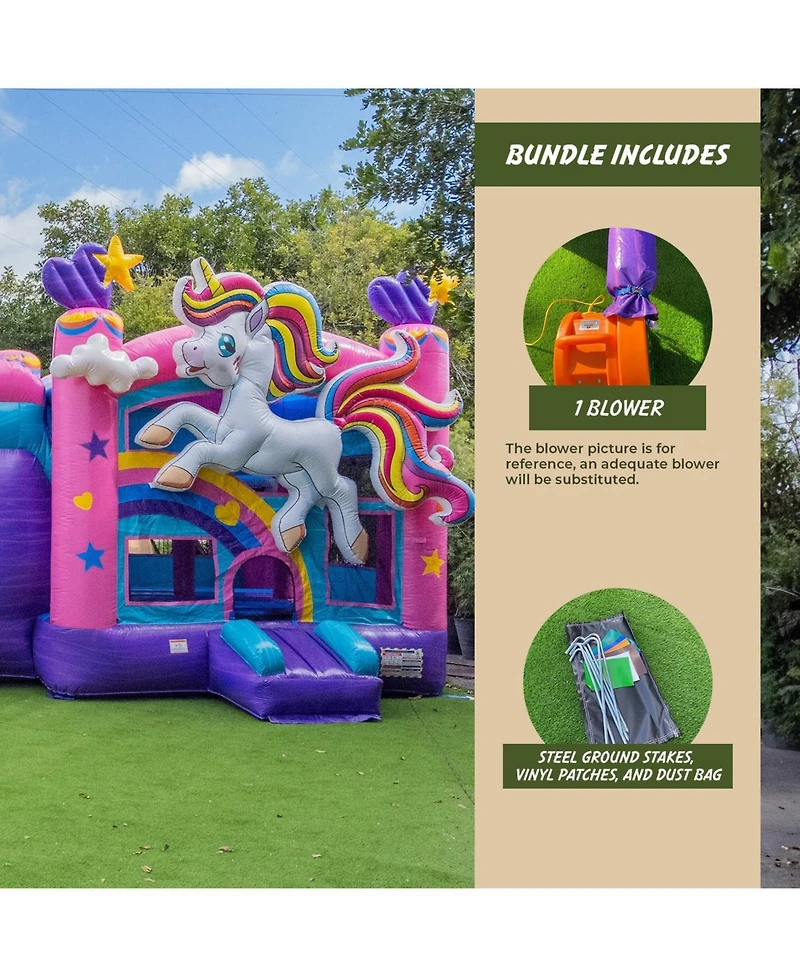 Xjump Unicorn Commercial Grade Bounce House Water Slide with Detachable Pool Combo