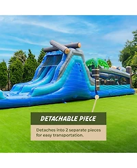 Xjump Commercial Grade 45' Tropical Wet/Dry Obstacle with dual lane slide and deep pool