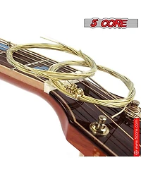 5 Core Guitar Strings • 0.010-0.047 Steel Gauge • w Deep Bright Tone for 6 String Acoustic Guitars - Gs Ac Brss
