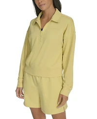 Calvin Klein Women's French Terry Collared Half-Zip Pullover Top