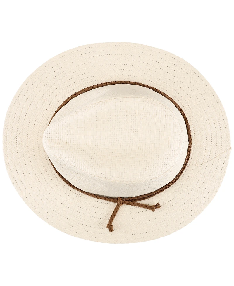 Levi's Men's Straw Panama Hat with Braided Faux-Leather Band
