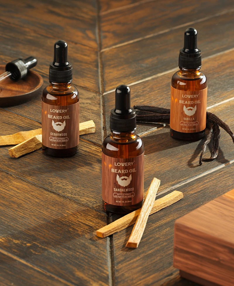 Lovery Men's 3-Pc. Nourishing & Moisturizing Beard Oil Gift Set