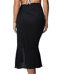 J Valdi Women's Solid Ruffled Long Side-Tie Sarong Cover-Up