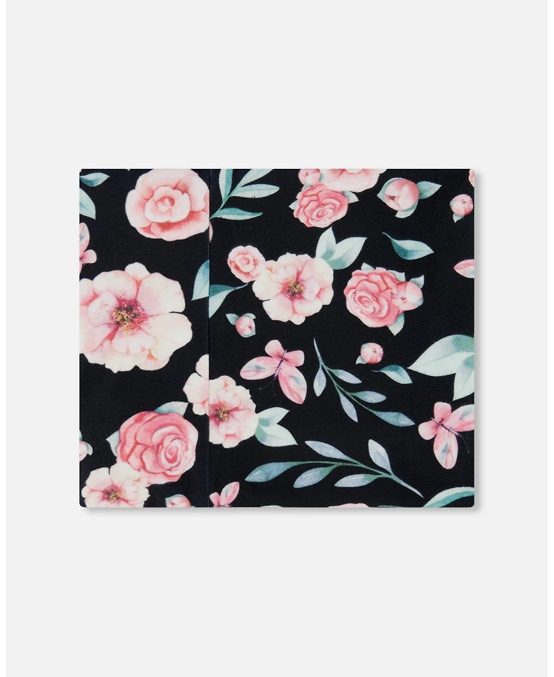 Deux par Deux Girl Printed Neck Tube Pink, Black, And Flowers - Toddler|Child