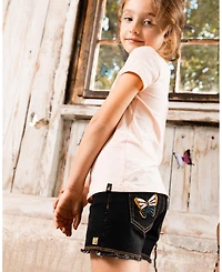 Deux par Big Girls Jean Short With Embroidery Black Jeans