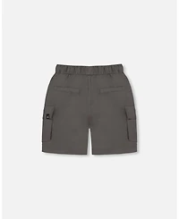 Deux par Deux Baby Boys Parachute Cargo Pocket Shorts Dark Gray