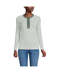 Lands' End Women's Polished Rib Tie Henley Top
