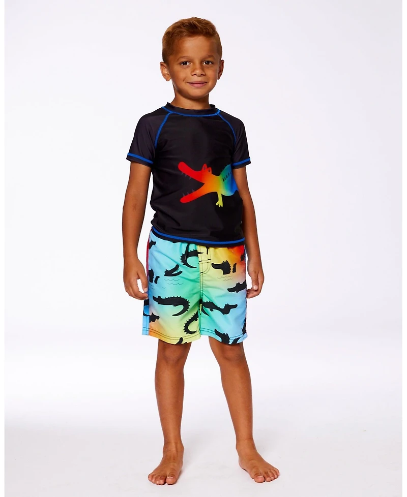 Deux par Deux Boy Printed Boardshorts Multicolored Crocodile - Toddler|Child