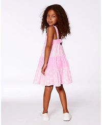 Deux par Deux Big Girls Printed Terry Beach Dress Pink And White