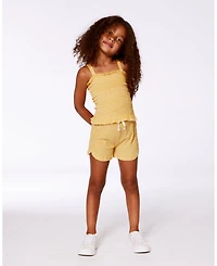 Deux par Deux Toddler Girls Smocked Tank Top Pale Yellow And White - Toddler|Child