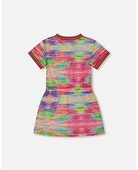 Deux par Deux Girls Short Sleeve Mesh Beach Dress Multicolored