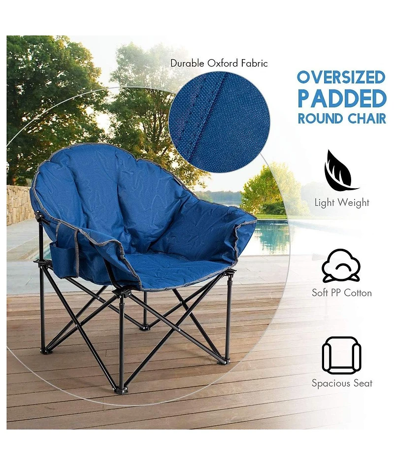 Folding Camping Moon Padded Chair with Carrying Bag