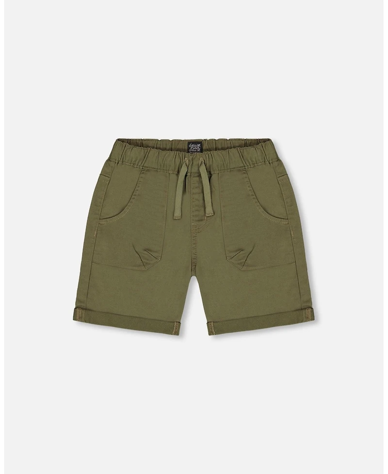 Deux par Deux Toddler Boys Stretch Twill Short Dark Olive Green - Toddler|Child