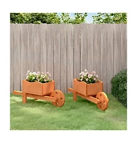 Wheelbarrow Planters 2 pcs 18.5"x5.9"x7.5" Solid Wood Fir