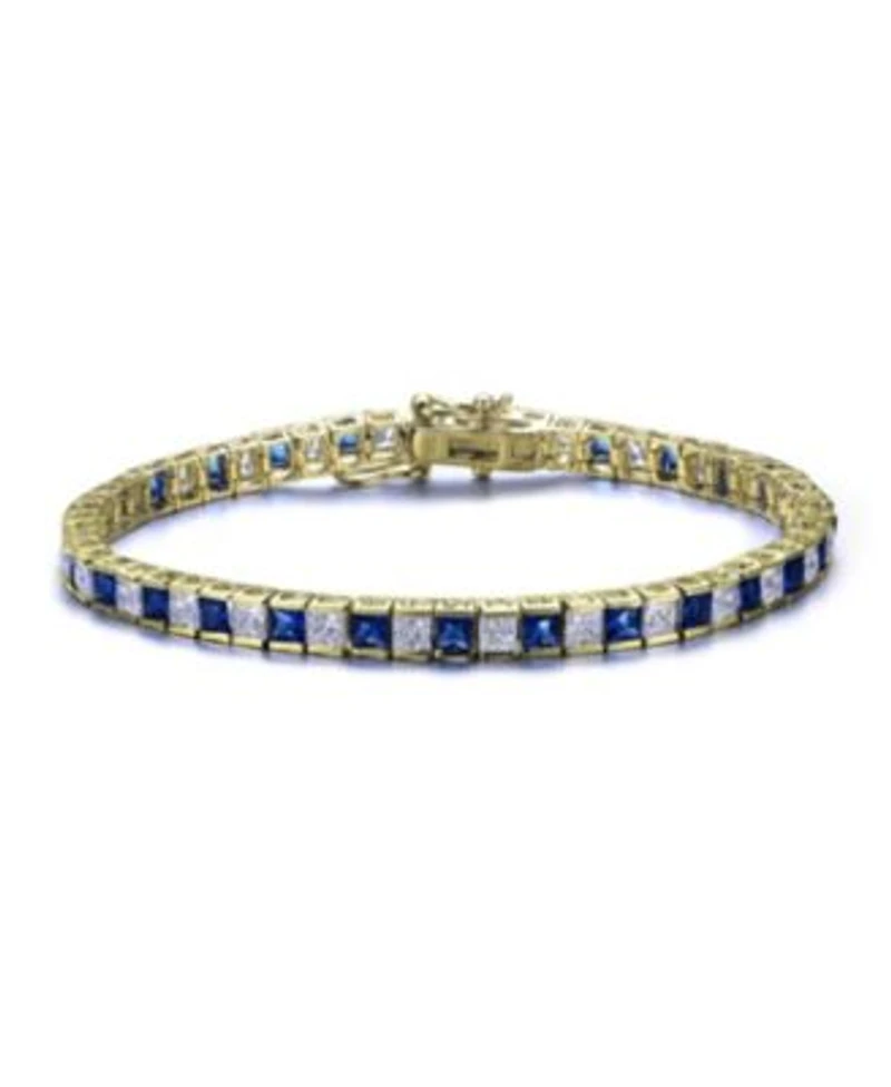 Genvive Classic Sterling Silver Square Cubic Zirconia Tennis Bracelet